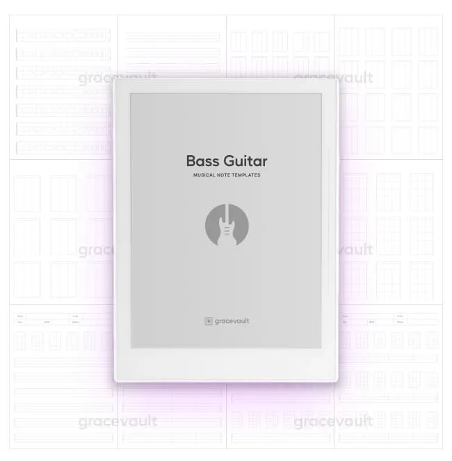 Bass Guitar Musical Note Templates for Supernote, Boox Note Air & reMarkable