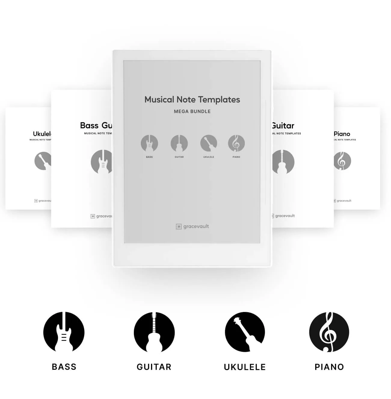Musical Note Templates Bundle for Supernote, Boox Note Air, reMarkable & Kindle Scribe